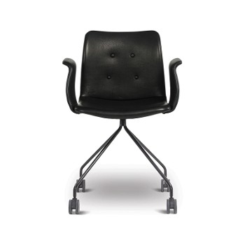 Bent Hansen Primum Chair m/armlæn, sort læder med sort stel