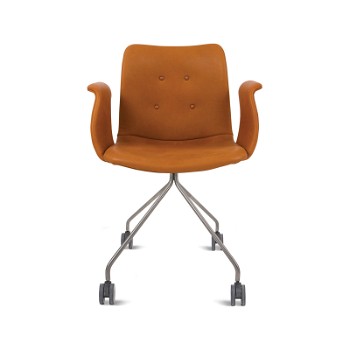 Bent Hansen Primum Chair m/armlæn, cognac læder med stål stel
