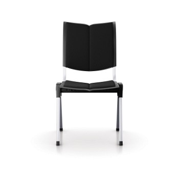 HÅG Conventio Wing 9831 kantinestol, sort plast, sort xtreme 009 sæde- og rygbetræk, sølv stel