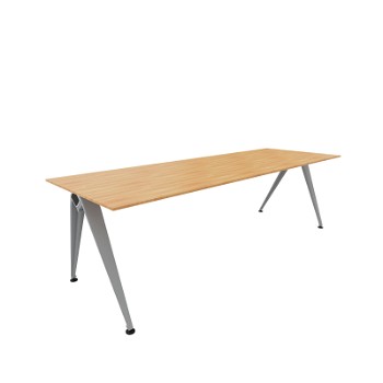 Randers+Radius Grip basic mødebord, 239x80 cm, ege finér med stel i glasblæst alu