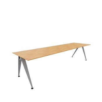 Randers+Radius Grip basic mødebord, 299x80 cm, ege finér med stel i glasblæst alu