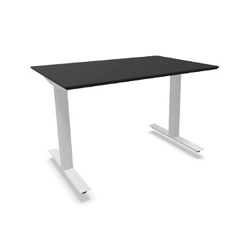 Mødebord, 120x80 cm, sort linoleum, alu stel