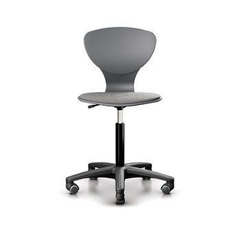 RBM Ballet 6030S kontorstol, grå skal med grå comfort 0049 sædebetræk, sort stel, F gaslift