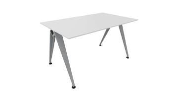 Randers+Radius Grip basic mødebord, 131x80 cm, hvid laminat med stel i glasblæst alu
