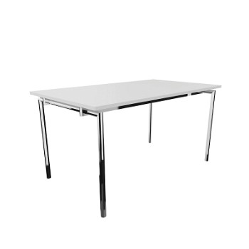 Randers+Radius Flex klapbord, 140x80 cm, hvid laminat med krom stel
