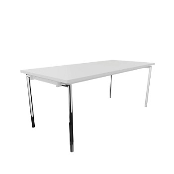 Randers+Radius Flex klapbord, 180x80 cm, hvid laminat med krom stel