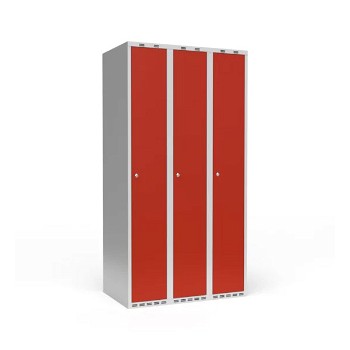 SONO 3-rums garderobeskab med cylinderlås, rød