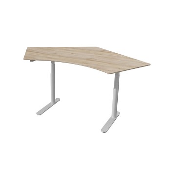 Hæve/sænke vingeskrivebord i hvid eg, 188,3 x 114 cm
