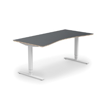 Copenhagen hæve sænkebord med mavebue, hvidt stel, antracit bordplade i størrelsen 90x180 cm
