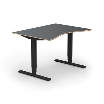 Copenhagen hæve sænkebord med mavebue, sortgrå stel, antracit bordplade i størrelsen 90x120 cm