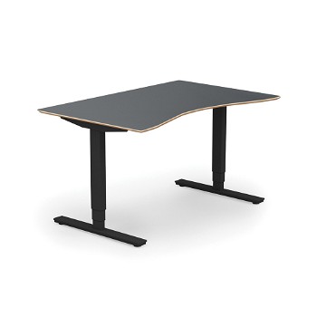 Copenhagen hæve sænkebord med mavebue, sortgrå stel, antracit bordplade i størrelsen 90x140 cm