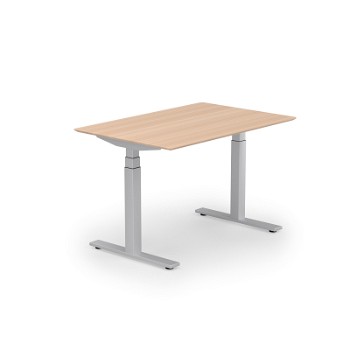 Stockholm hæve sænkebord, alu stel, birk bordplade i størrelsen 80x120 cm