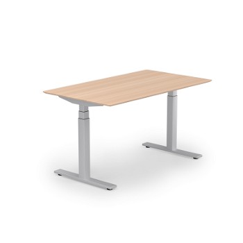 Stockholm hæve sænkebord, alu stel, birk bordplade i størrelsen 80x140 cm