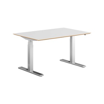 Stockholm hæve sænkebord, alu stel, hvid bordplade i størrelsen 80x120 cm