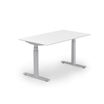 Stockholm hæve sænkebord, alu stel, hvid bordplade i størrelsen 80x140 cm
