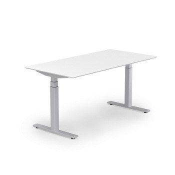 Stockholm hæve sænkebord, alu stel, hvid bordplade i størrelsen 80x160 cm