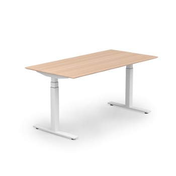 Stockholm hæve sænkebord, hvidt stel, birk bordplade i størrelsen 80x160 cm
