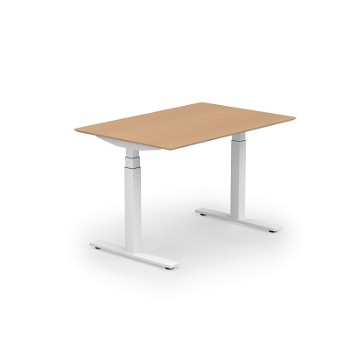 Stockholm hæve sænkebord, hvidt stel, bøg bordplade i størrelsen 80x120 cm