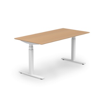 Stockholm hæve sænkebord, hvidt stel, bøg bordplade i størrelsen 80x160 cm