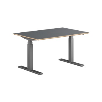Stockholm hæve sænkebord, sortgrå stel, antracit bordplade i størrelsen 80x120 cm