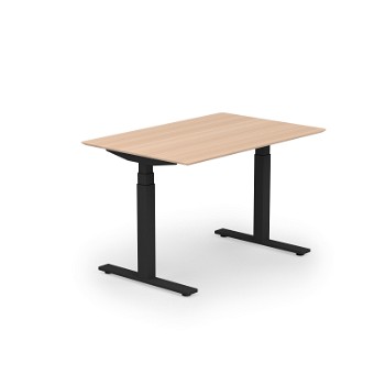 Stockholm hæve sænkebord, sortgrå stel, birk bordplade i størrelsen 80x120 cm