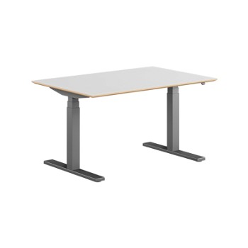 Stockholm hæve sænkebord, sortgrå stel, hvid bordplade i størrelsen 80x120 cm