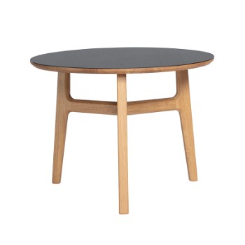 Magnus Olesen Freya Coffee Table, eg med sort linoleum Ø 60 cm