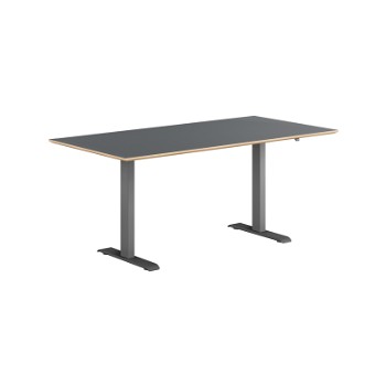 Berlin hæve sænkebord, sortgrå stel, antracit laminat bordplade, 80x160 cm
