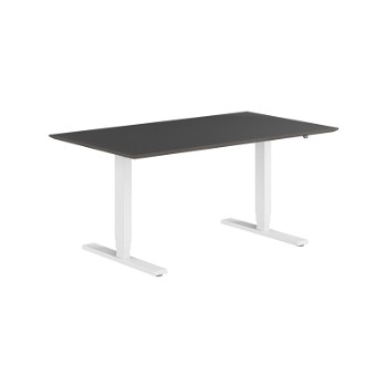 Copenhagen hæve sænkebord, hvidt stel, sort linoleum bordplade, 80x140 cm